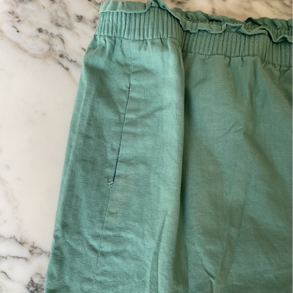 NWOT J Crew Linen-cotton blend city skirt Green sz 24 - small hole near pocket - Picture 8 of 9
